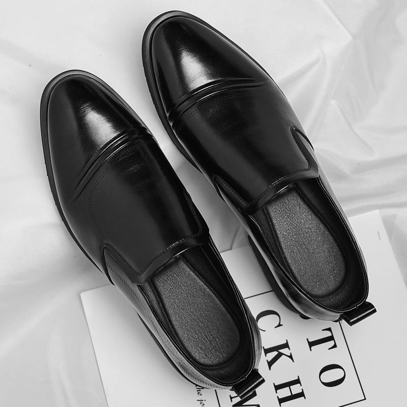 Mens Plus-Size Vintage Leather Shoes for Business Slip-On Style