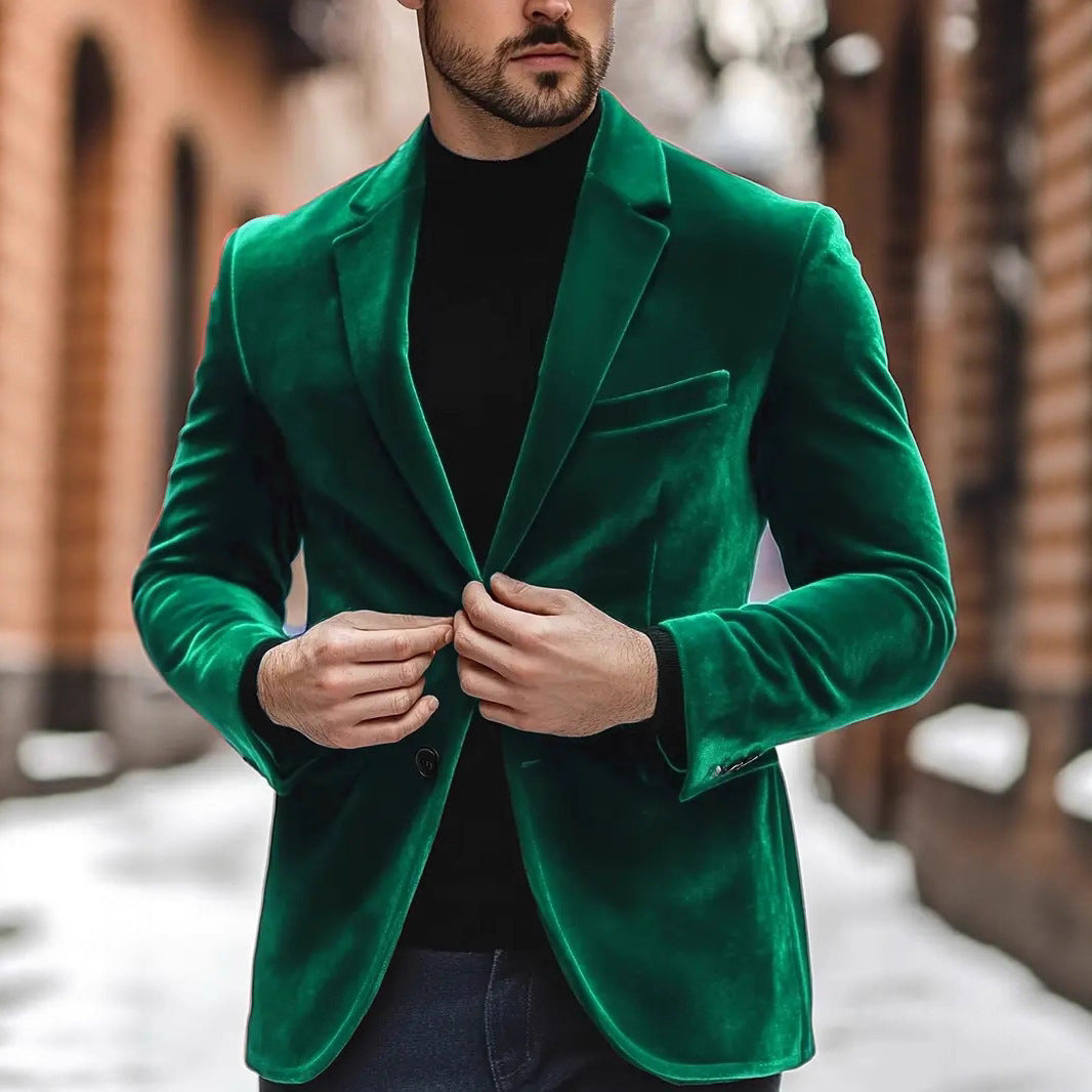 Velvet Blazer for Men – Slim-fit Wedding Suit for Stylish Occasions