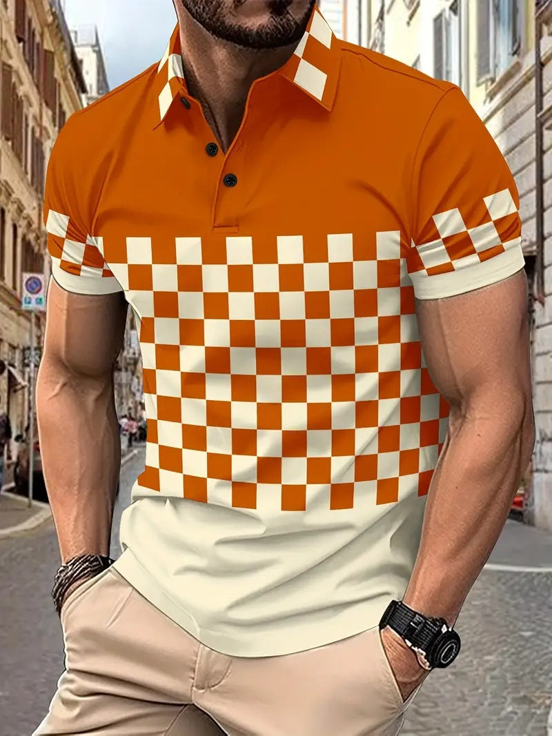 Men's Breathable Polo Shirt - Graphic 3 Quarter Zip Style - Neon North Clothing