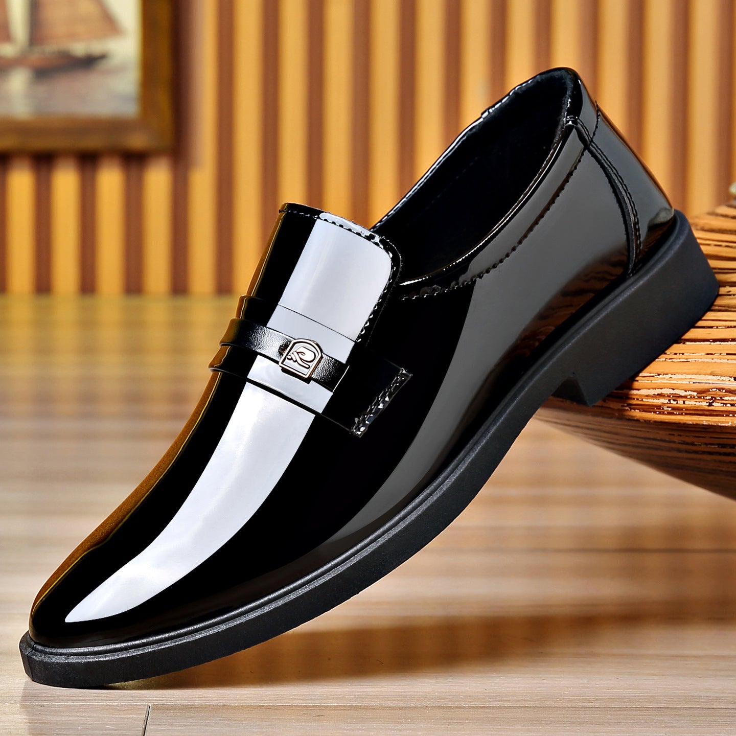 Dress Leather Shoes with Mirror-Like Slip-On Design for Effortless Elegance in Premium Quality