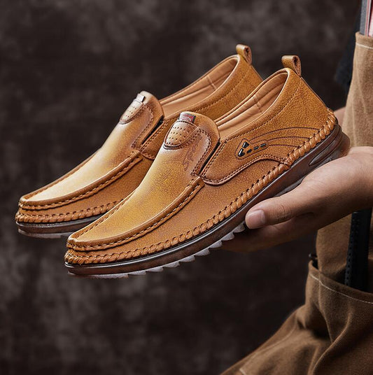 Non-Slip Leather Shoes with Wear-Resistant Soft Sole