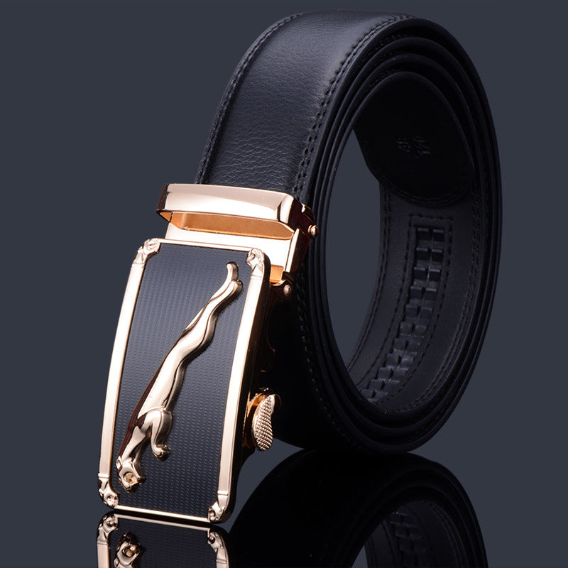 Mens Leather Belt Automatic Buckle - Genuine Leather for Comfort and Style - Neon North Clothing