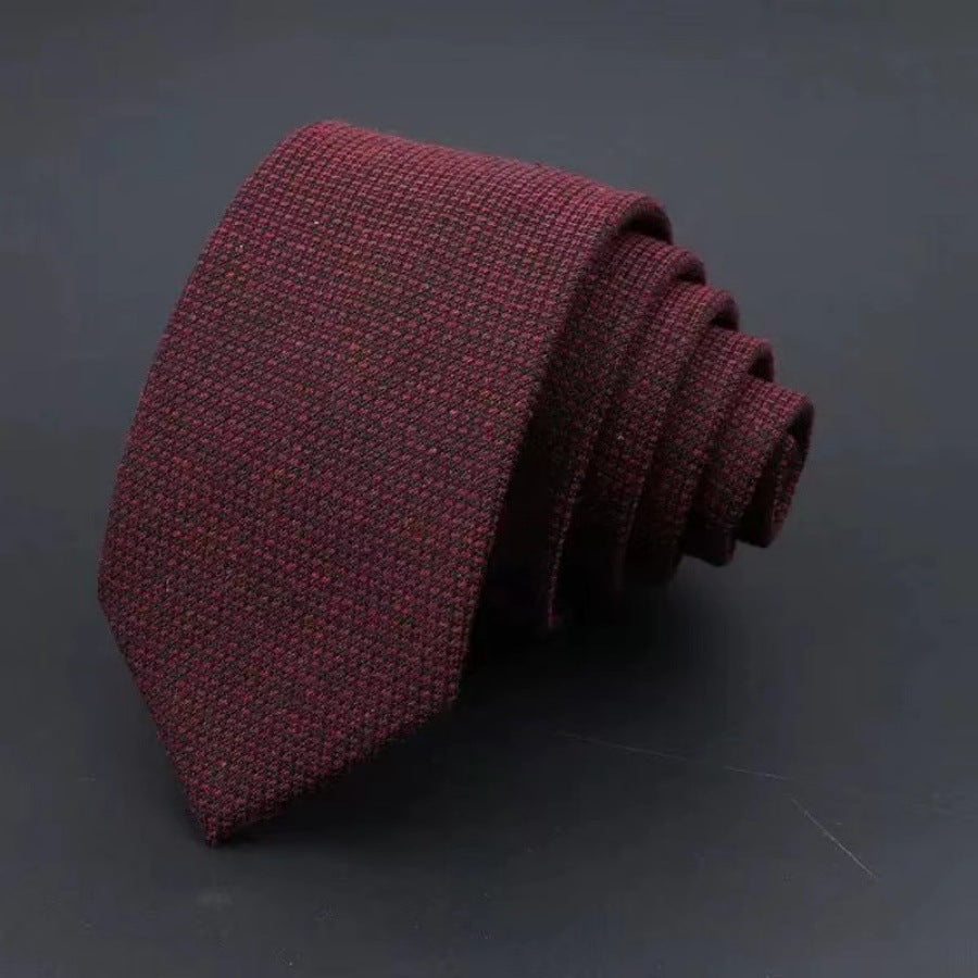 Thickened Sanded Fabric Men's Striped Cotton Tie - Solid Color Business Accessory - Neon North Clothing