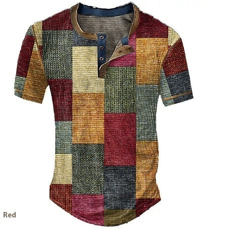 Men's Plaid Color Block T-Shirt - Short Sleeve Graphic Tee - Neon North Clothing