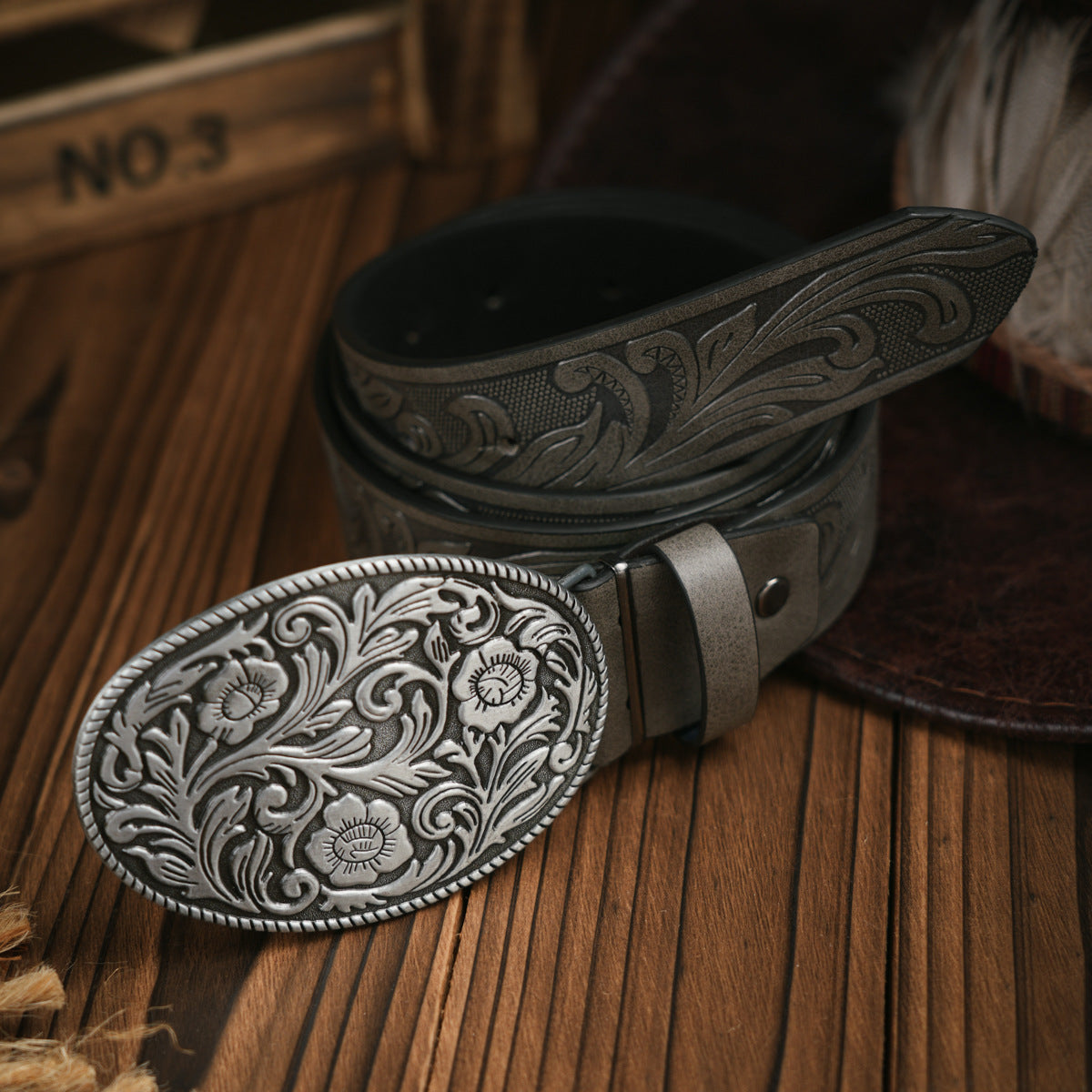 Punk Leather Denim Belt with Unique Wildlife Style Buckle - Neon North Clothing