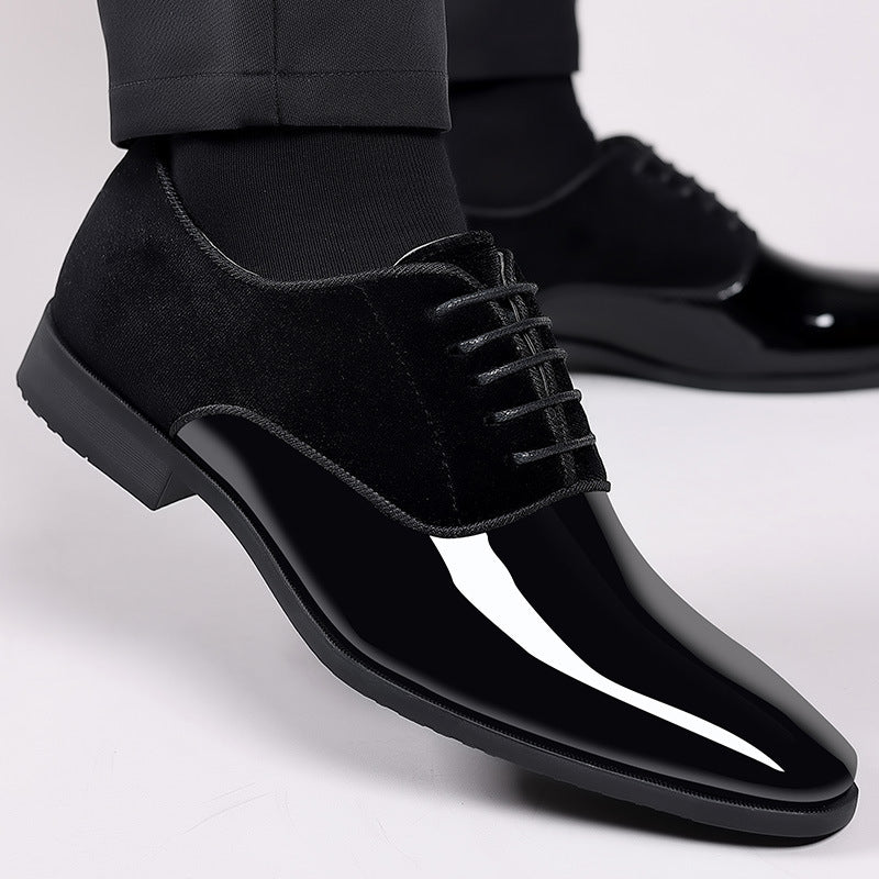 Zapatos de vestir de cuero brillante para hombre, ligeros. 