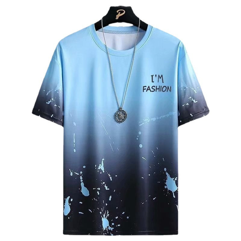 Gradient Casual T-Shirt with Half-Length Sleeves for Versatile Everyday Wear - Neon North Clothing