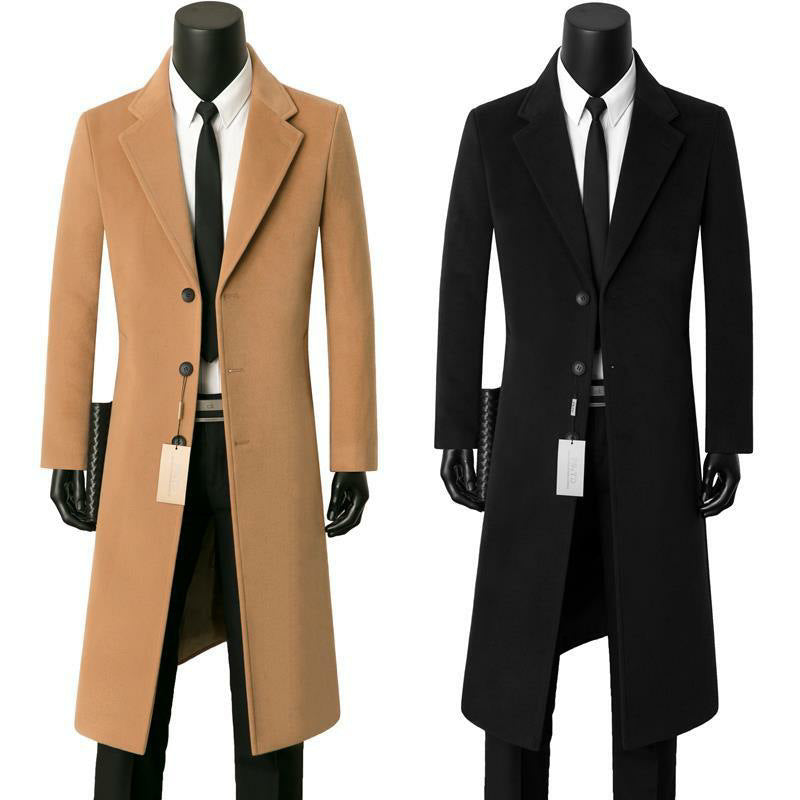 Mens Casual Wool Coat - Stylish Mid-Length Design for Every Occasion