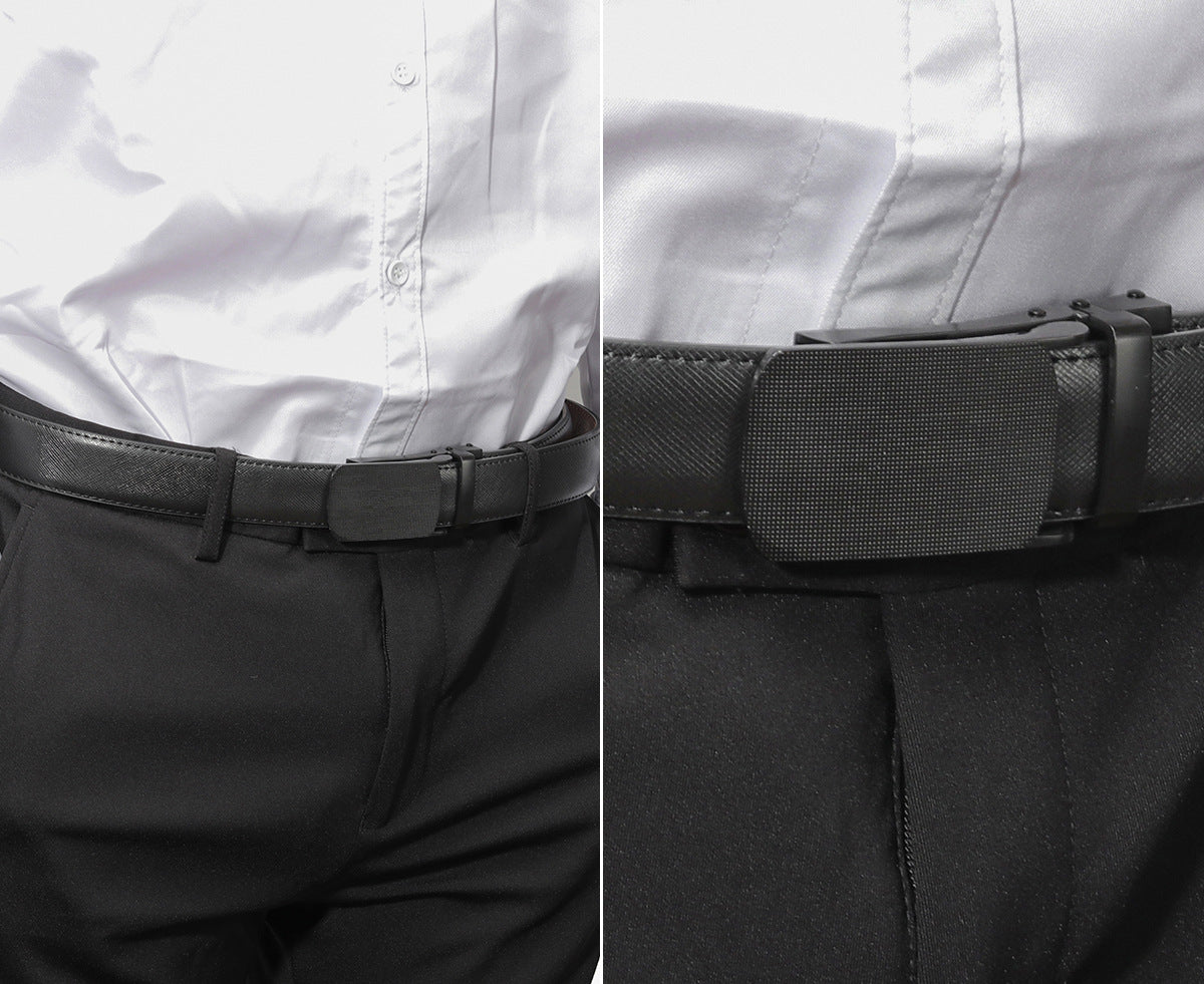 Men's Automatic Leather Belt with Two-Layer Design - Neon North Clothing