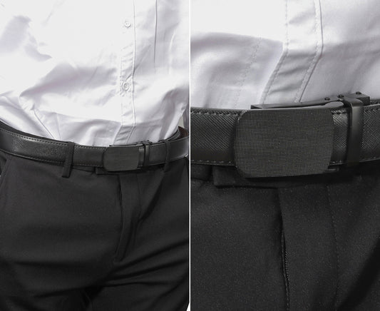 Men's Automatic Leather Belt with Two-Layer Design