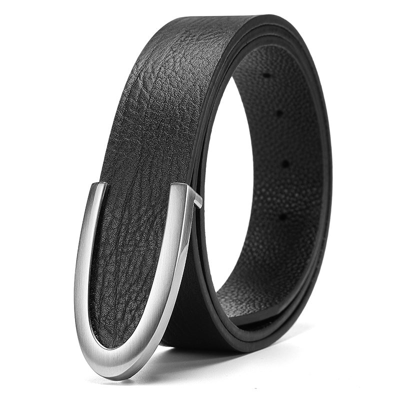Casual Business Smooth Buckle Men's Leather Belt for Fashionable Men - Neon North Clothing