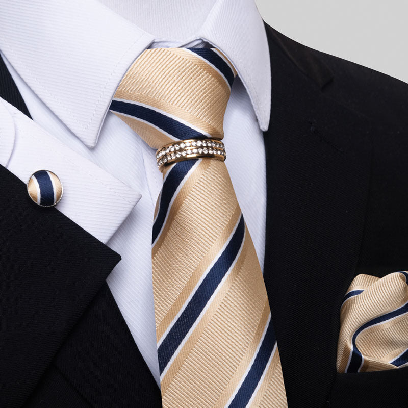 Multi Colored Striped Tie Set with Floral Design for Men - Neon North Clothing