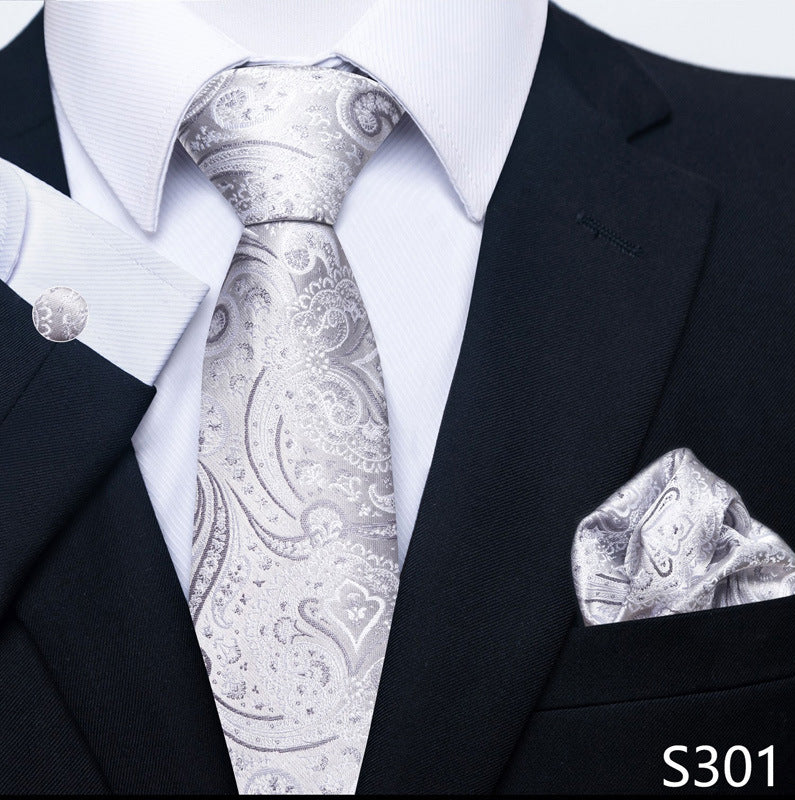 Men's Formal Wear Tie Set with Creative All-Match Scarf and Cuff Buckle - Neon North Clothing