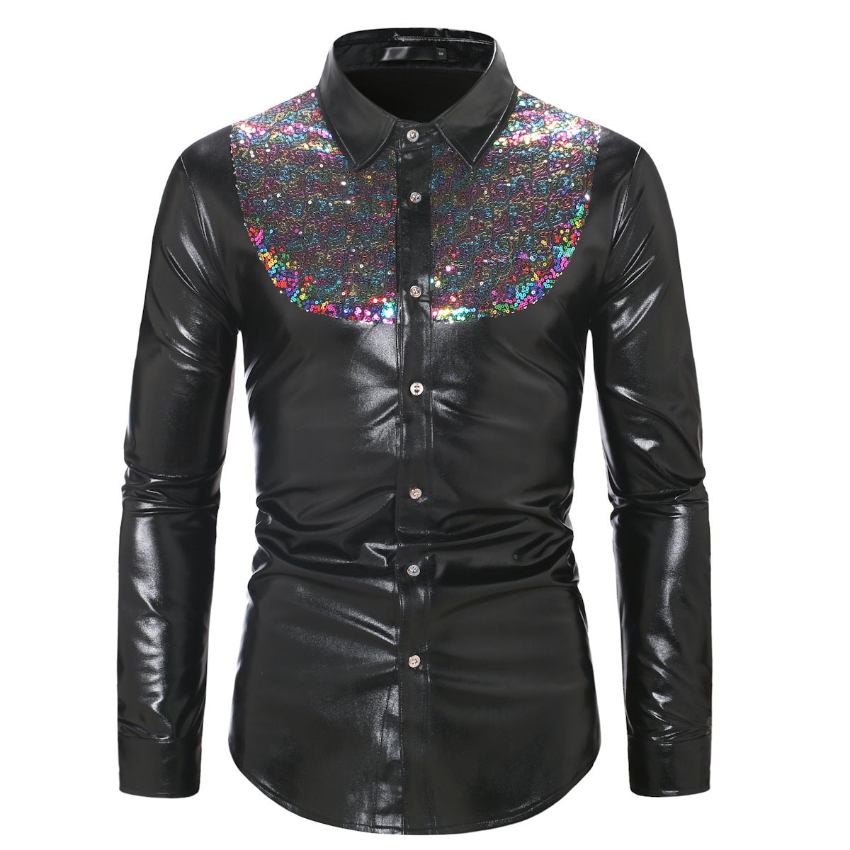 Color-blocking Sequin Disco Shirt -  Regular Fit