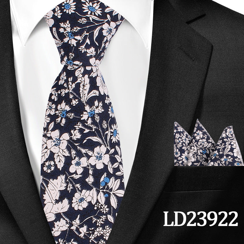 Casual Floral Pocket Square Set - Cotton Floral Print 6cm Tie Pocket Square 2 Piece Set - Neon North Clothing