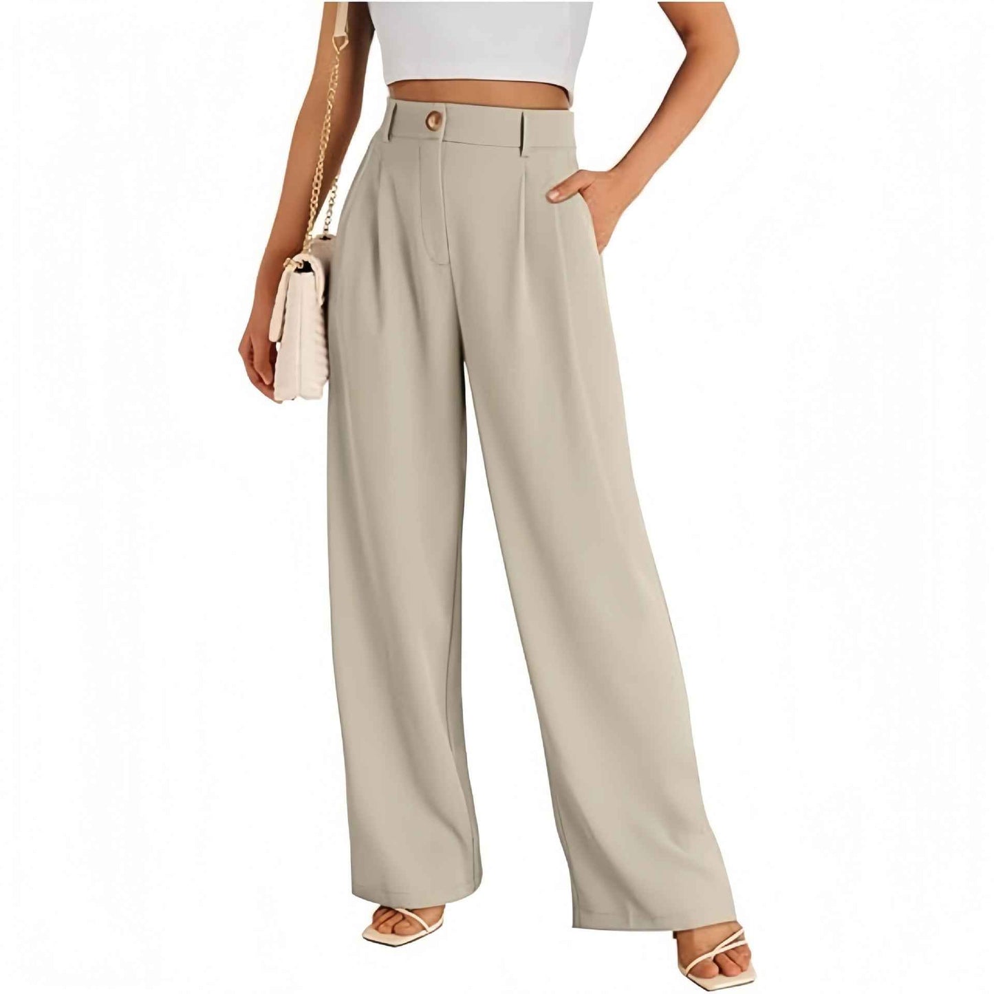 New European American Pocket Dress Pants Wide-leg Formal Trousers