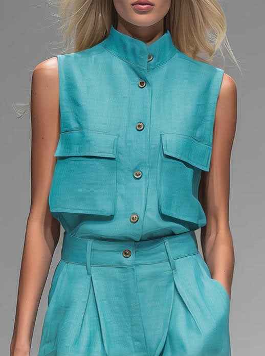 Sleeveless Vest Wide-Leg Pants Set for Women
