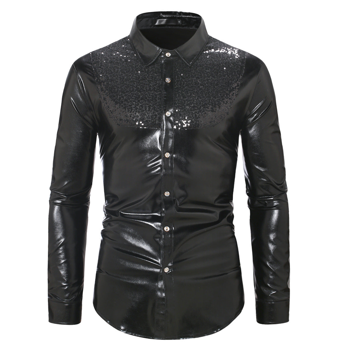 Color-blocking Sequin Disco Shirt -  Regular Fit