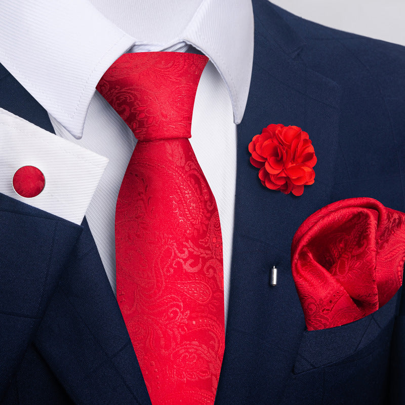 Men's Tie and Pocket Square Set with Pin - 2 Piece Suit Combo - Neon North Clothing