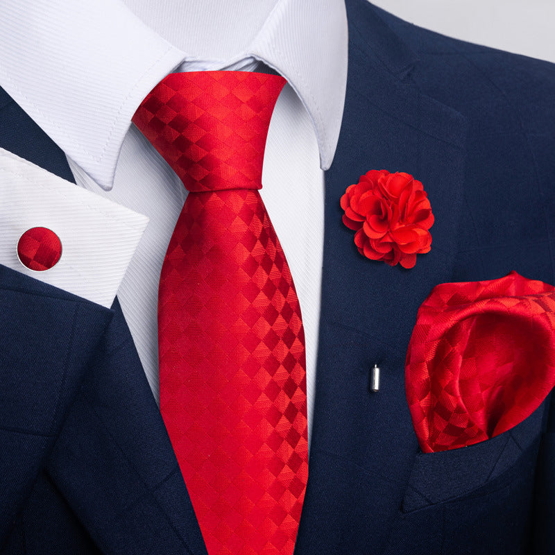 Men's Tie and Pocket Square Set with Pin - 2 Piece Suit Combo - Neon North Clothing