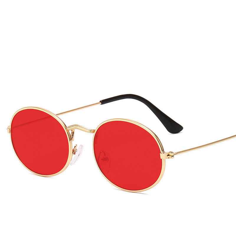 New Trend Retro Round Frame Sunglasses for Men and Women - Metal Water Drop Oval Sunglasses