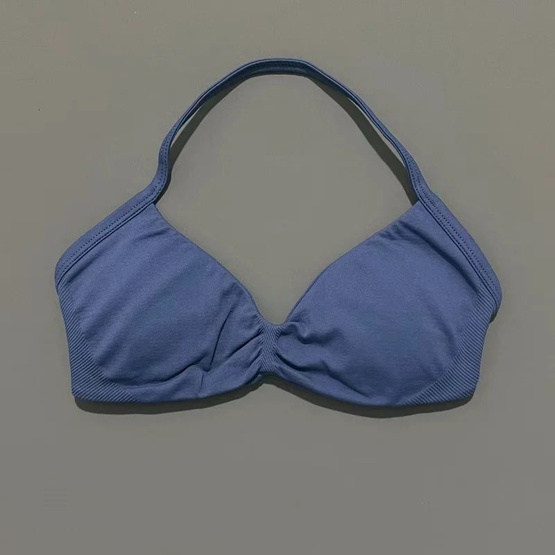 Strappy Backless Yoga Gym Bra with Push-up Removable Cups - Neon North Clothing