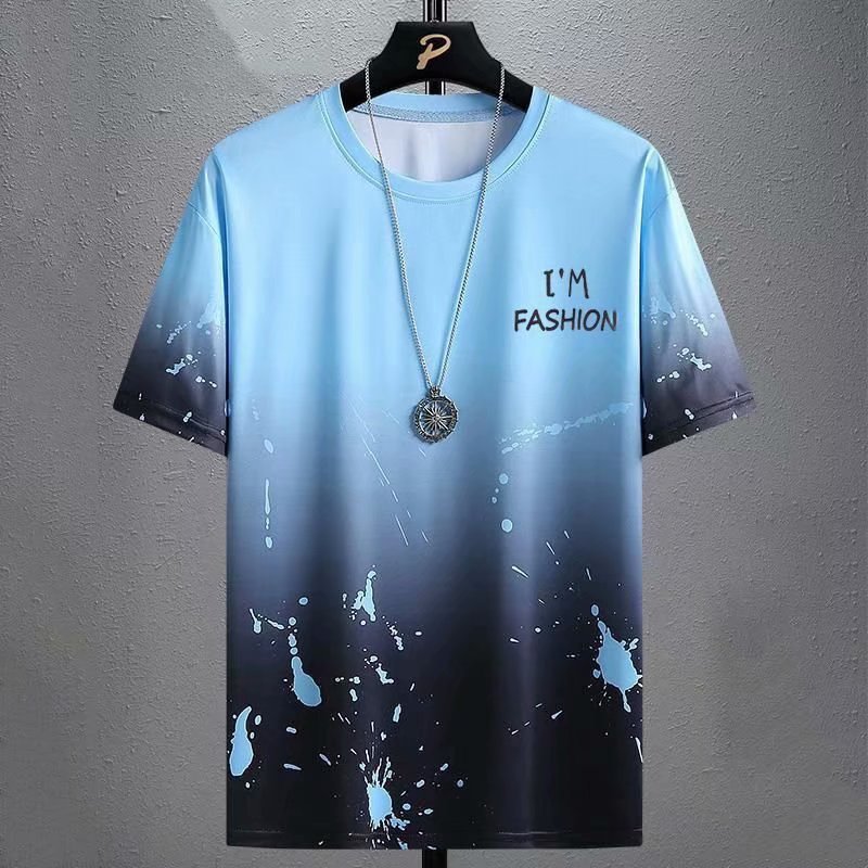 Gradient Casual T-Shirt with Half-Length Sleeves for Versatile Everyday Wear - Neon North Clothing