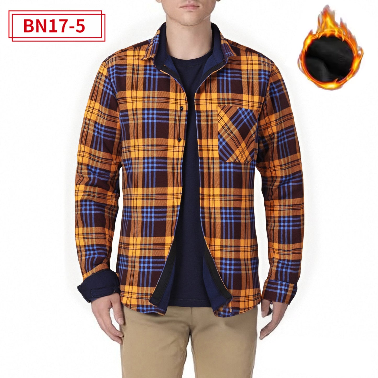 Fleece-lined Plaid Shirt For Warmth