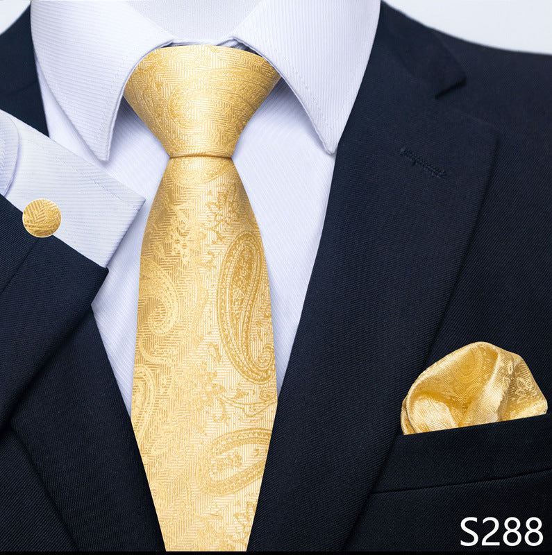 Men's Formal Wear Tie Set with Creative All-Match Scarf and Cuff Buckle - Neon North Clothing