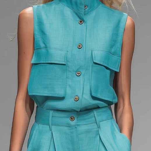 Sleeveless Vest Wide-Leg Pants Set for Women