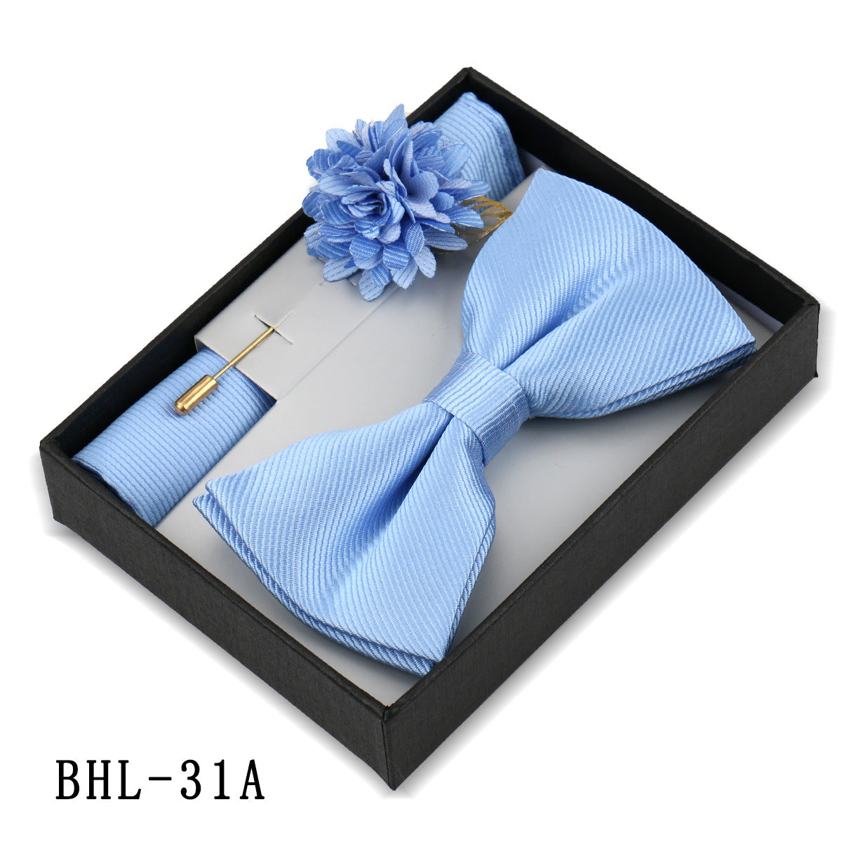 Men's Bow Tie Pocket Square Set with Brooch - Solid Color Elegance - Neon North Clothing