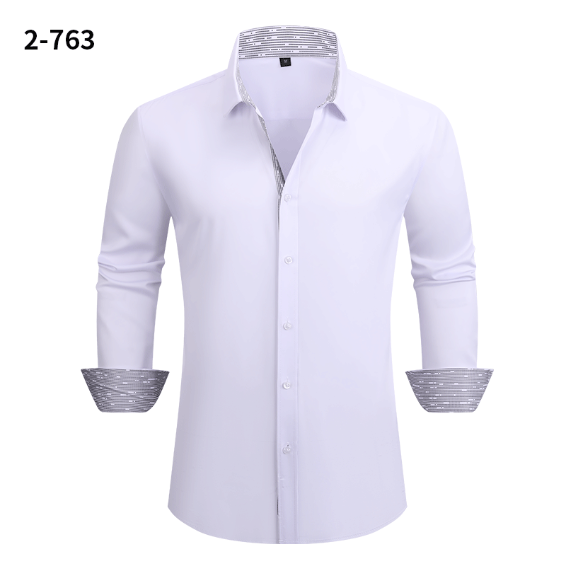 Men's Stretch Business Casual Shirt - Long-sleeved Slim Fit with Four-way Stretch