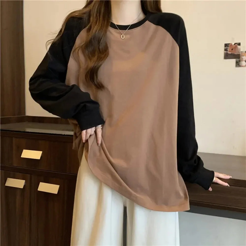 Women Patchwork Loose Fit Spliced T Shirt - Neon North Clothing