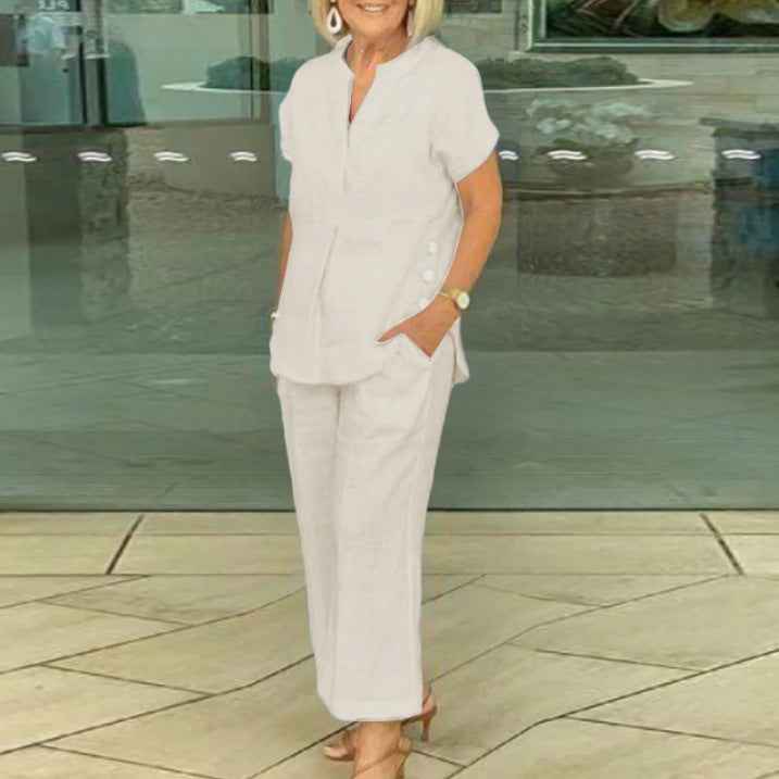 Short-sleeve Top And Pants Casual Two-piece Set