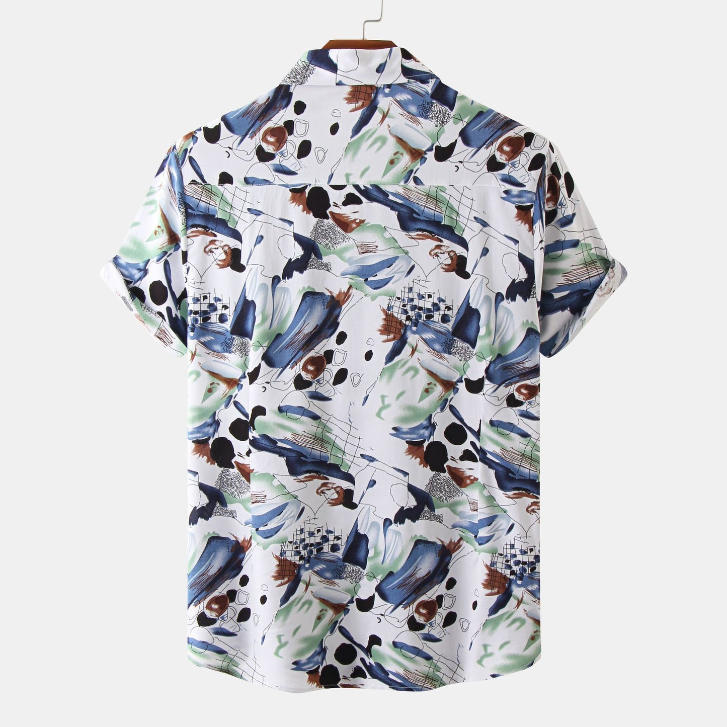 Men's Floral Short Sleeve Shirt in White with Lapel Design - Neon North Clothing