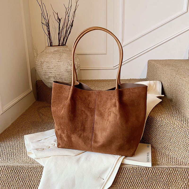 Suede Large-Capacity Handbag Set - Retro Shoulder and Handbag Combo