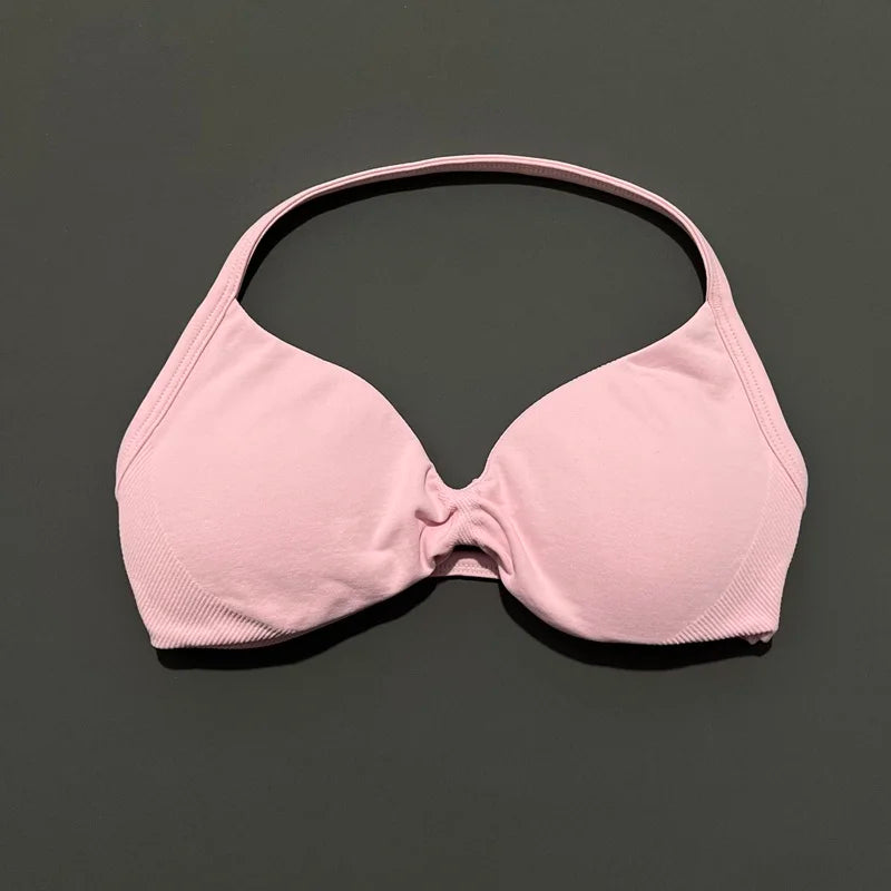 Strappy Backless Yoga Gym Bra with Push-up Removable Cups - Neon North Clothing