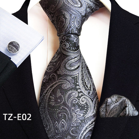 Paisley Tie Set with Square Scarf and Cufflinks - Three-Piece Accessory Set