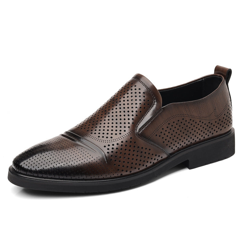 Mens Plus-Size Vintage Leather Shoes for Business Slip-On Style