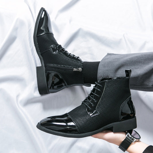 Men's Formal Leather Shoes with Side Zipper for Business Style