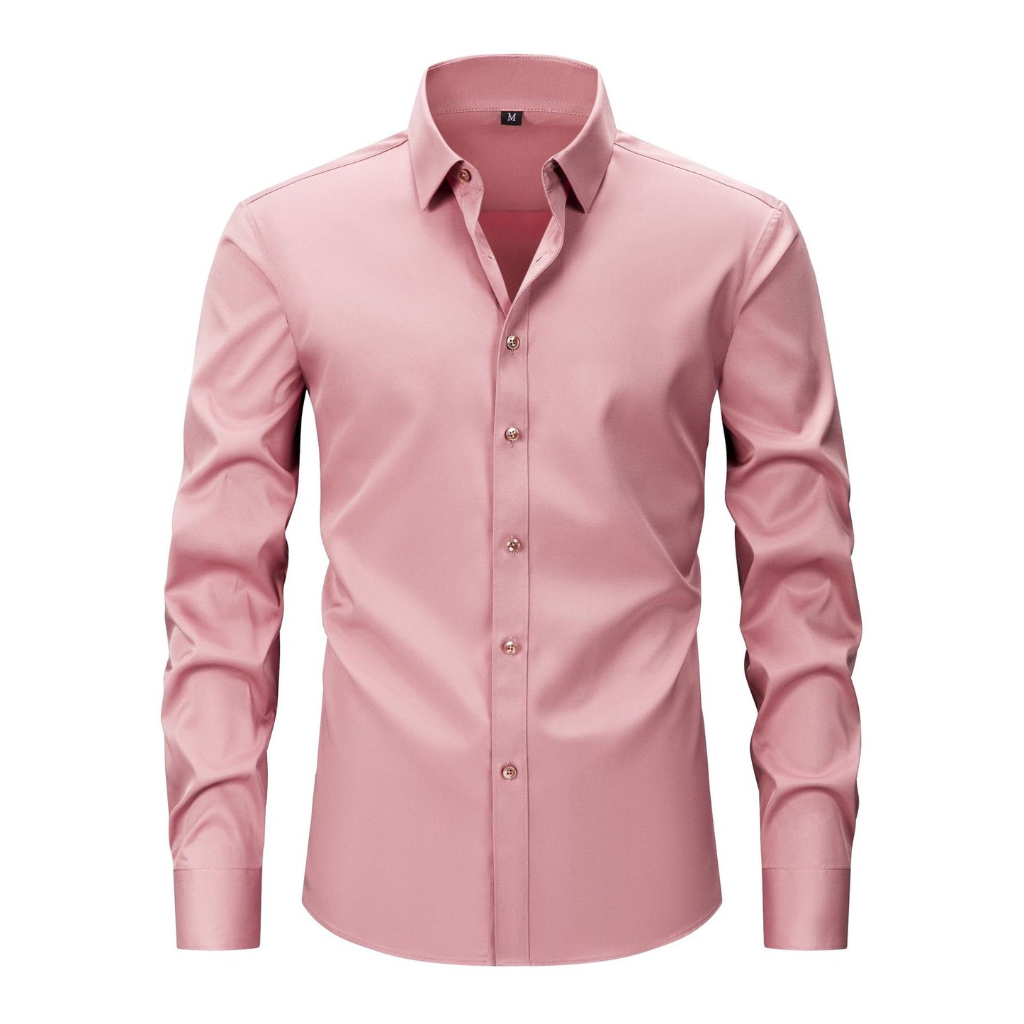 Lightweight Stretchy Long-sleeve Shirt - Wrinkle-resistant, Easy Care Slim Fit