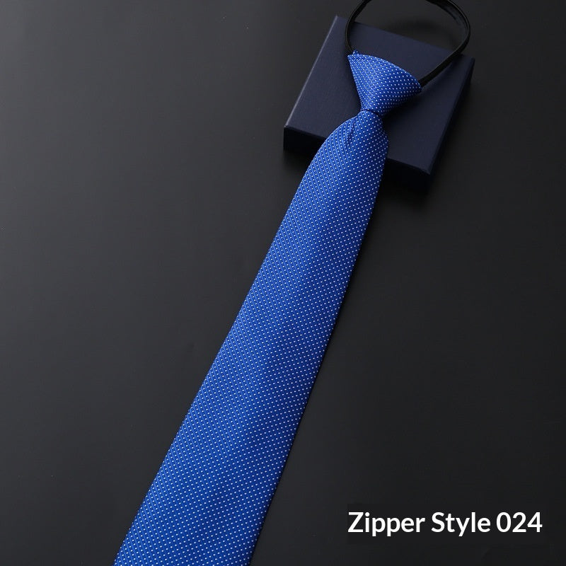 Mens Formal Zipper Tie with Blue Stripes for Business Attire - Neon North Clothing