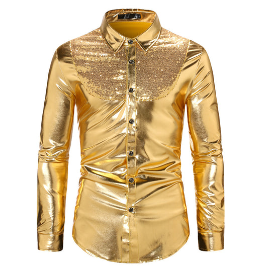 Color-blocking Sequin Disco Shirt -  Regular Fit