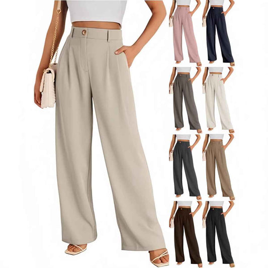 New European American Pocket Dress Pants Wide-leg Formal Trousers
