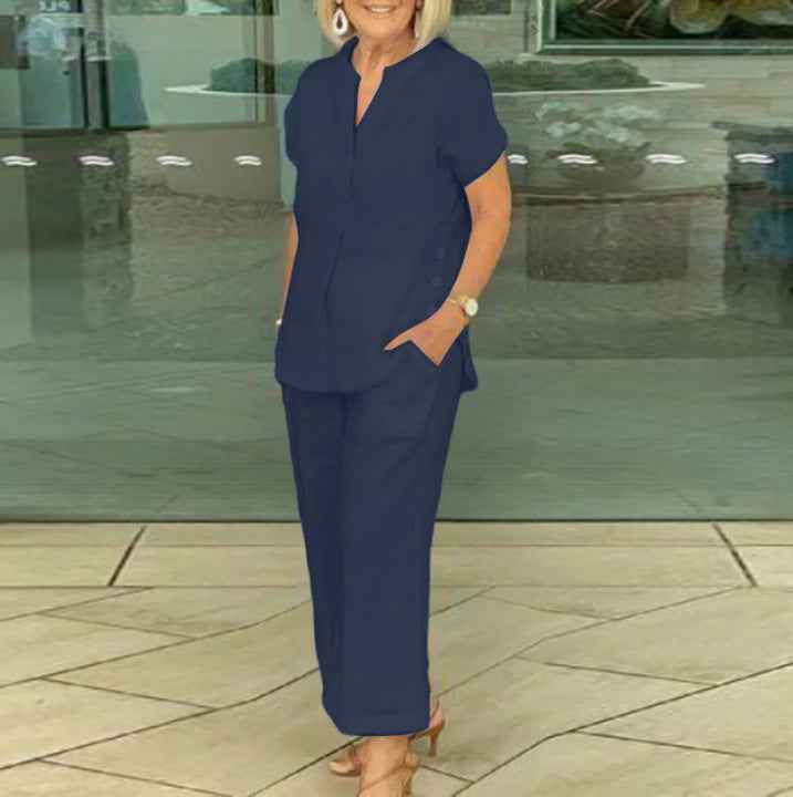 Short-sleeve Top And Pants Casual Two-piece Set