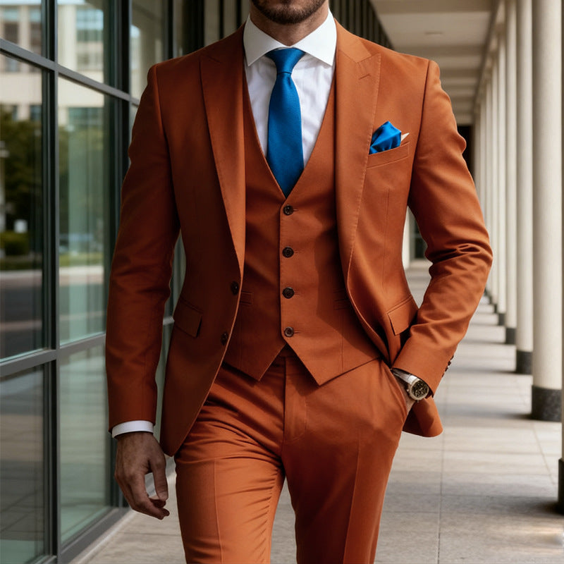 Mens Stylish Three-Piece Suit in Solid Colors for a Sophisticated Vibe