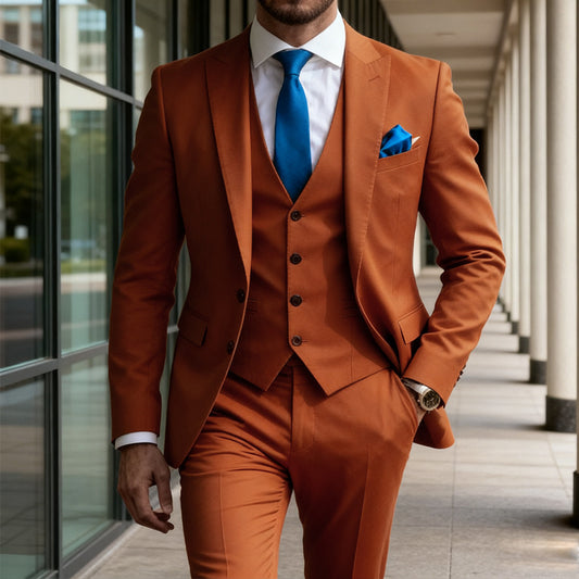 Mens Stylish Three-Piece Suit in Solid Colors for a Sophisticated Vibe