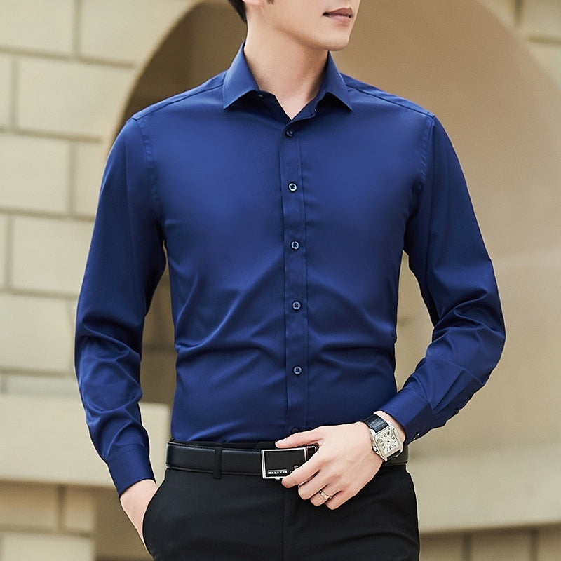 Men's Slim Fit Long-Sleeve Shirt in Solid Color
