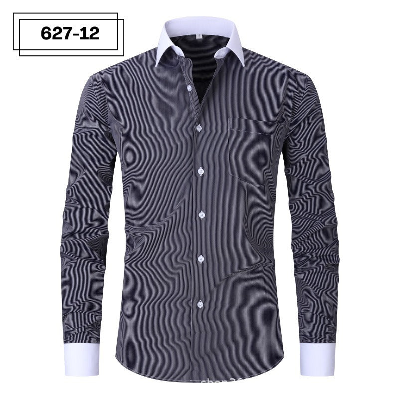 Mens Striped Iron Free Shirt - Plus Size Slim Fit Option