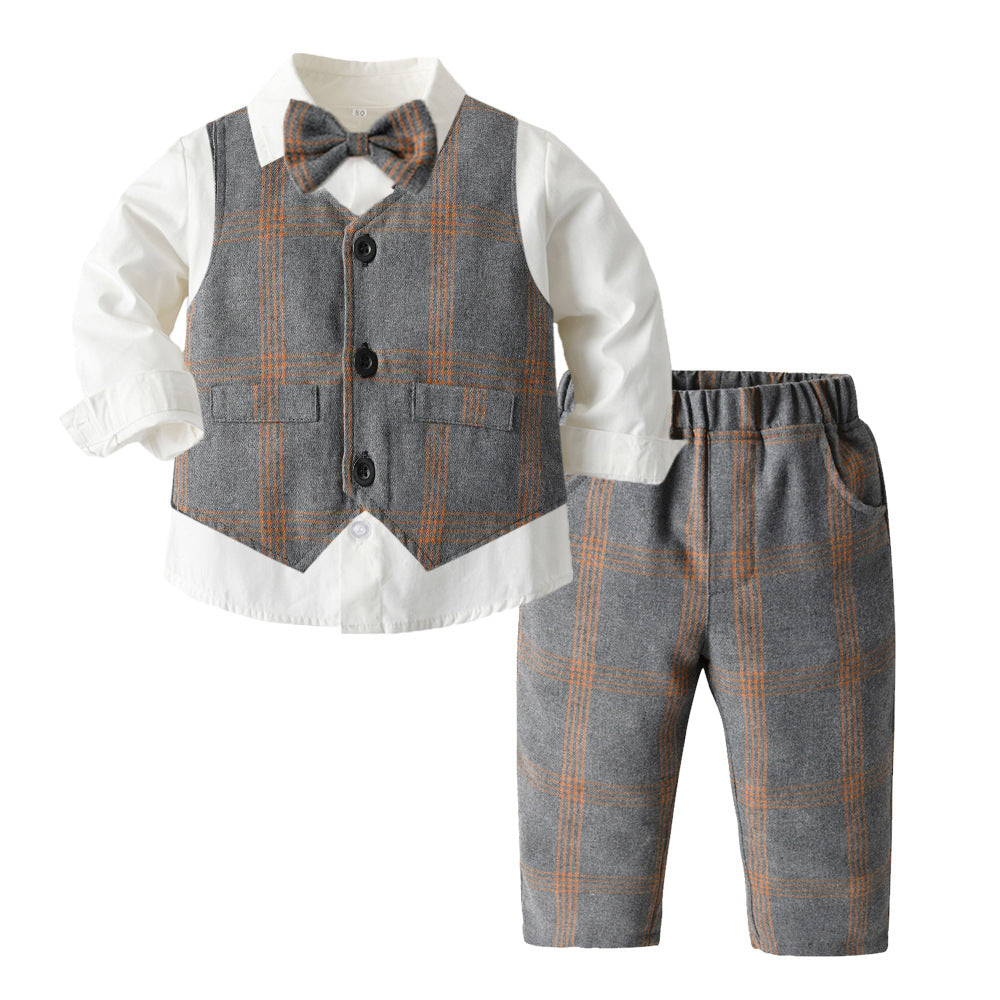 Boys Autumn Clothing Set - Three-Piece Cotton Suit for Children